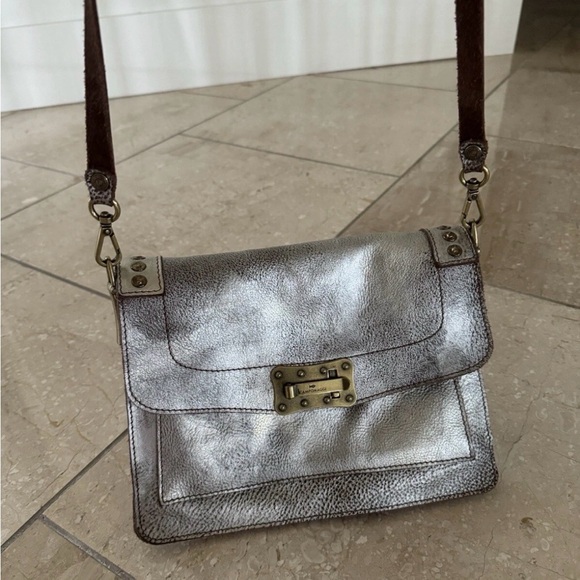 Campomaggi Teodorano Silver Metallic Leather Crossbody Shoulder Bag RARE HTF - Picture 15 of 16